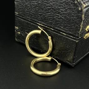 Vintage 14K Solid Gold Huggie Style Hoop Earrings