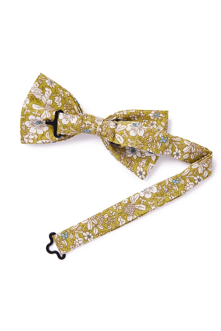 Vintage Floral Sketched Bow Tie - Green