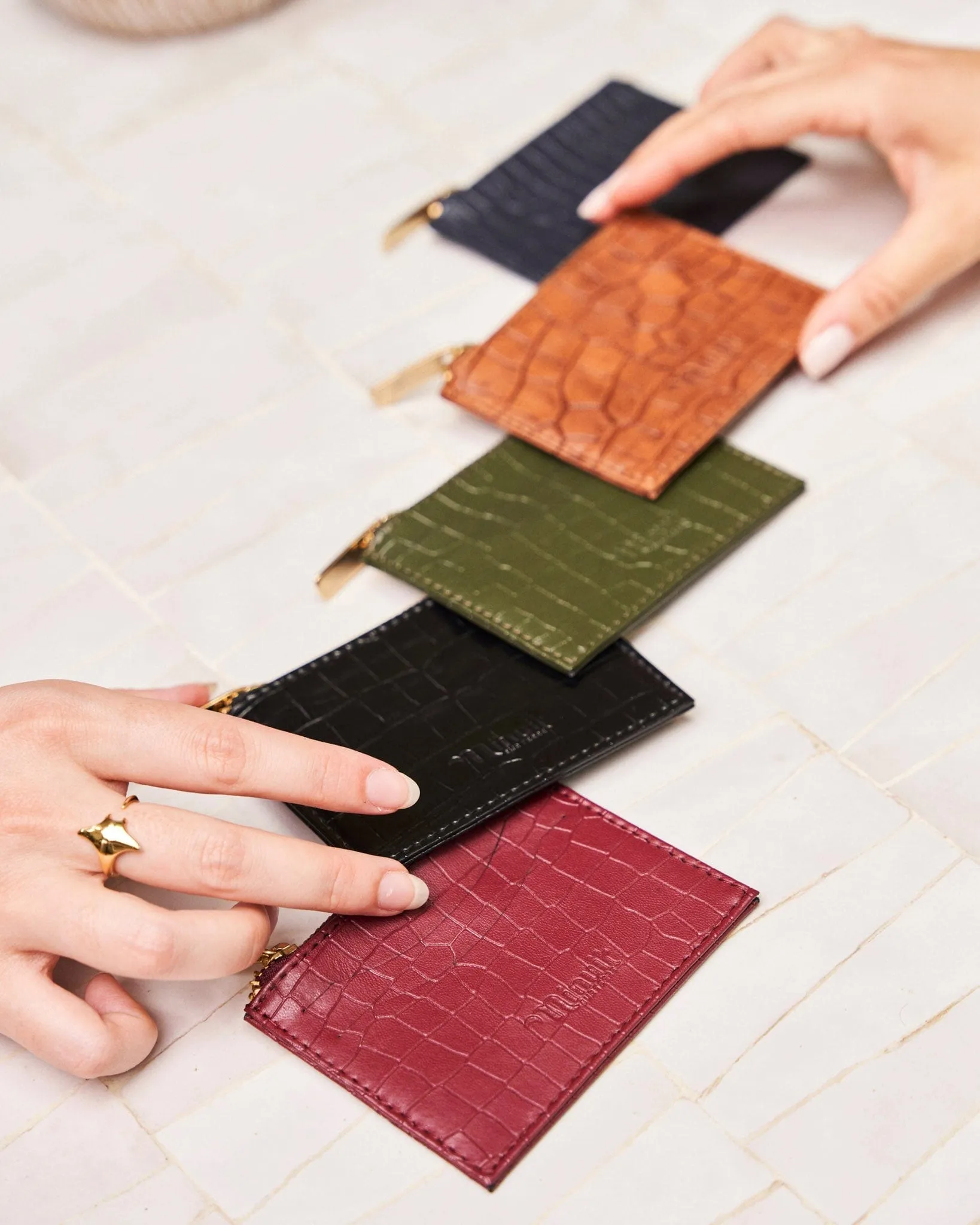 Vivace Vegan Leather Card Holder | Burgundy Croc