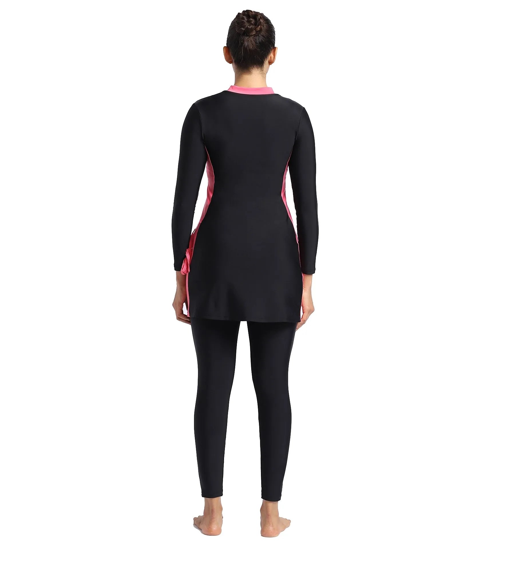 Women's Endurance Two Piece Full Body Suit Swimwear  - Black  &  Fandango Pink